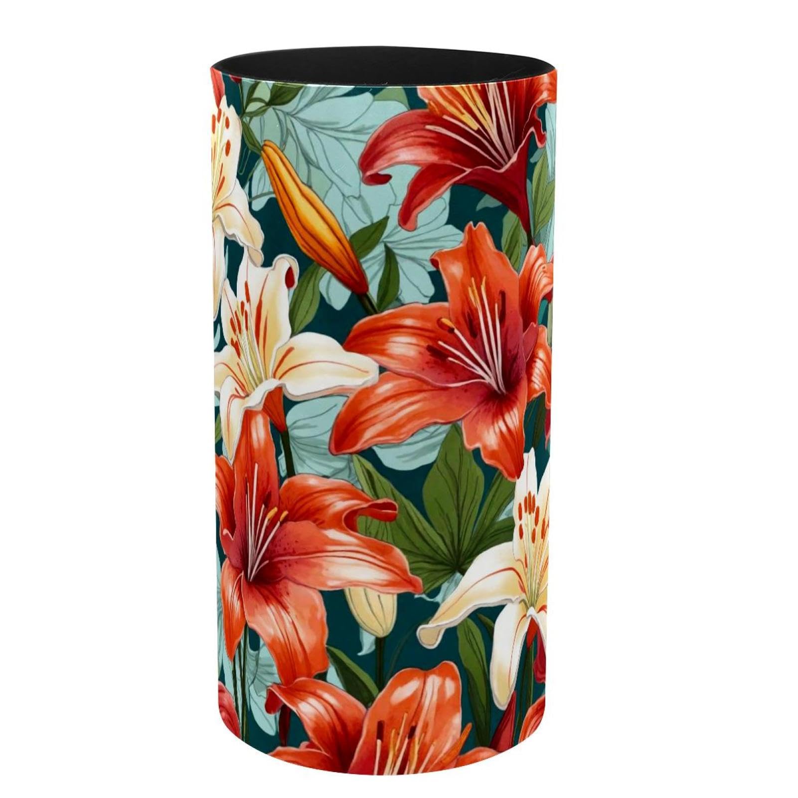 Boîte à musique en métal motif lys de jardin pour bureau et pinceaux