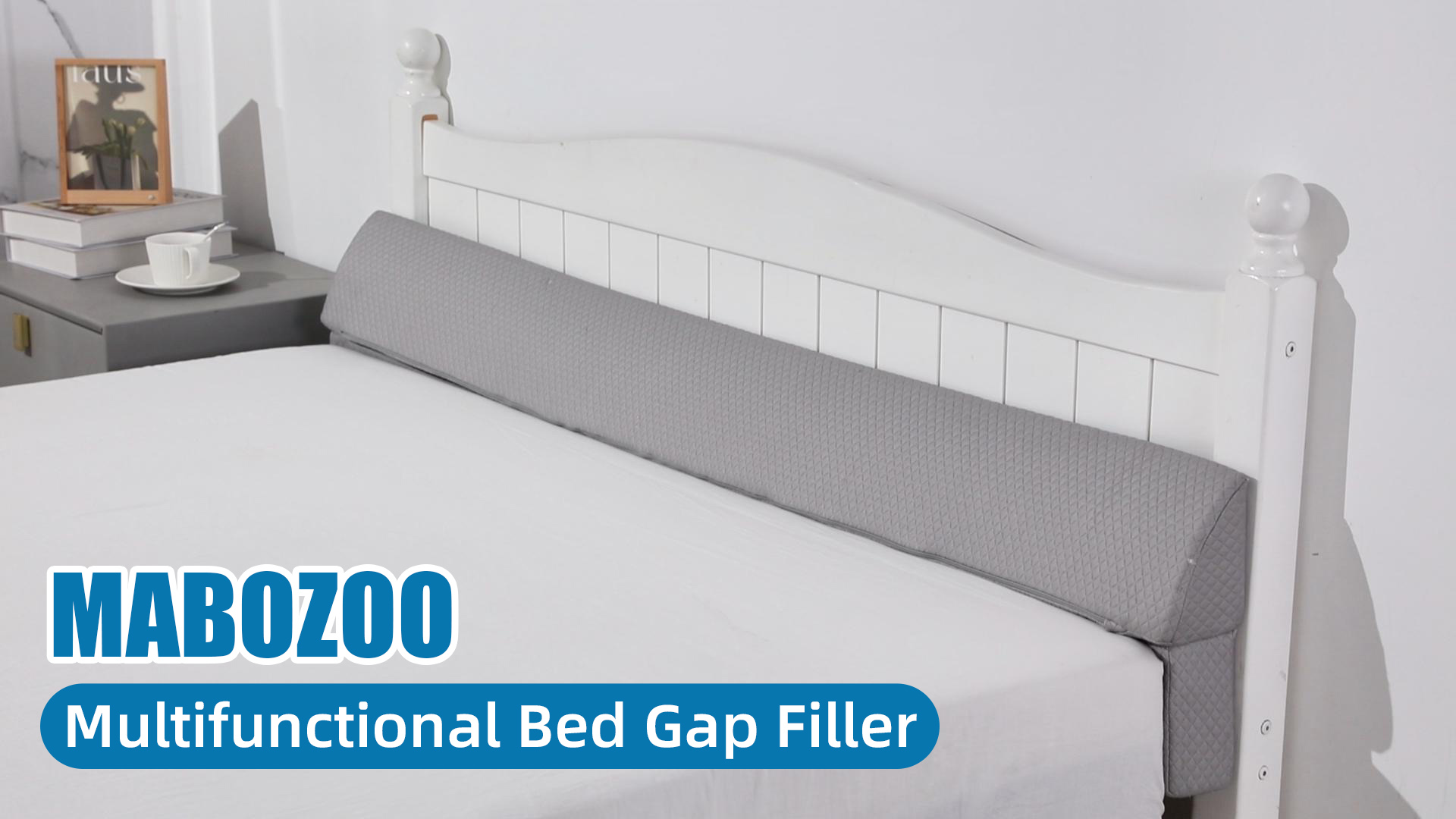 MABOZOO Headboard Gap Pillow Wedge - White King Size Bed Gap Filler, Foldable Foam Mattress Stopper (76x6x6 In) - View #14