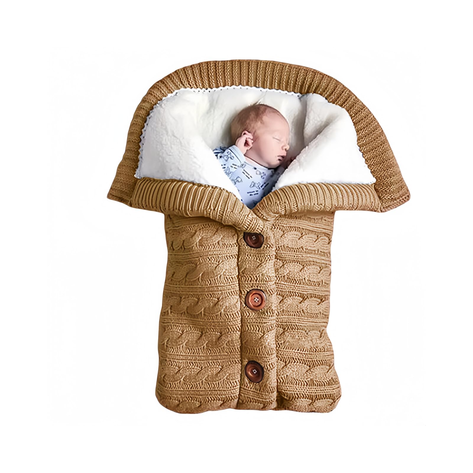insular Warm Baby Sleeping Bag Envelope Winter Kid Sleepsack Footmuff Stroller Knitted Sleep Sack Newborn Knit Wool Swaddling Blanket (Black) — view 5