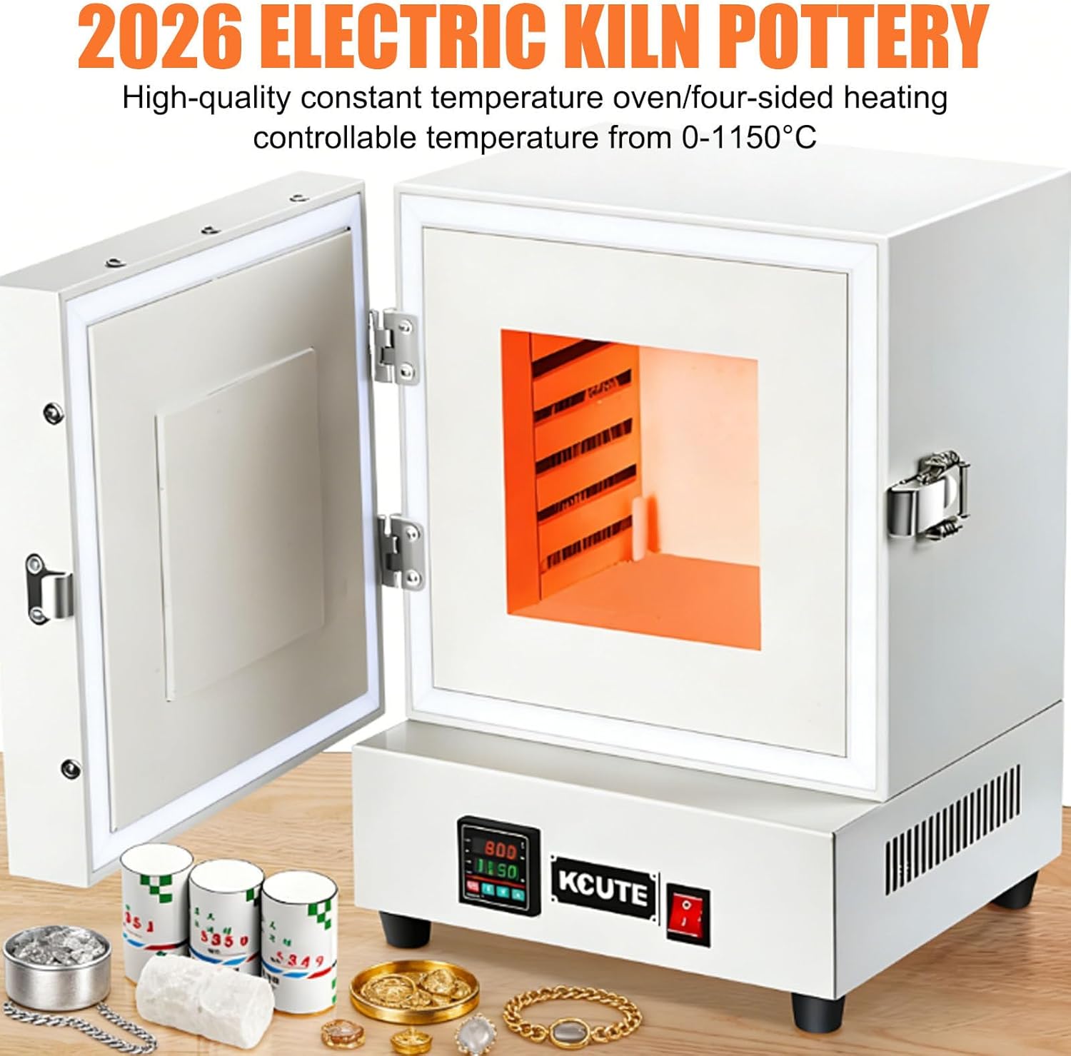 2026 Digital Electric Kiln Pottery - All-in-One Metal Melting Furnace - 2000w Fast Heat Constant Temperature Furnace 1150°C for Wax Burnout, Sintering, Pottery Glazing & Lab Projects