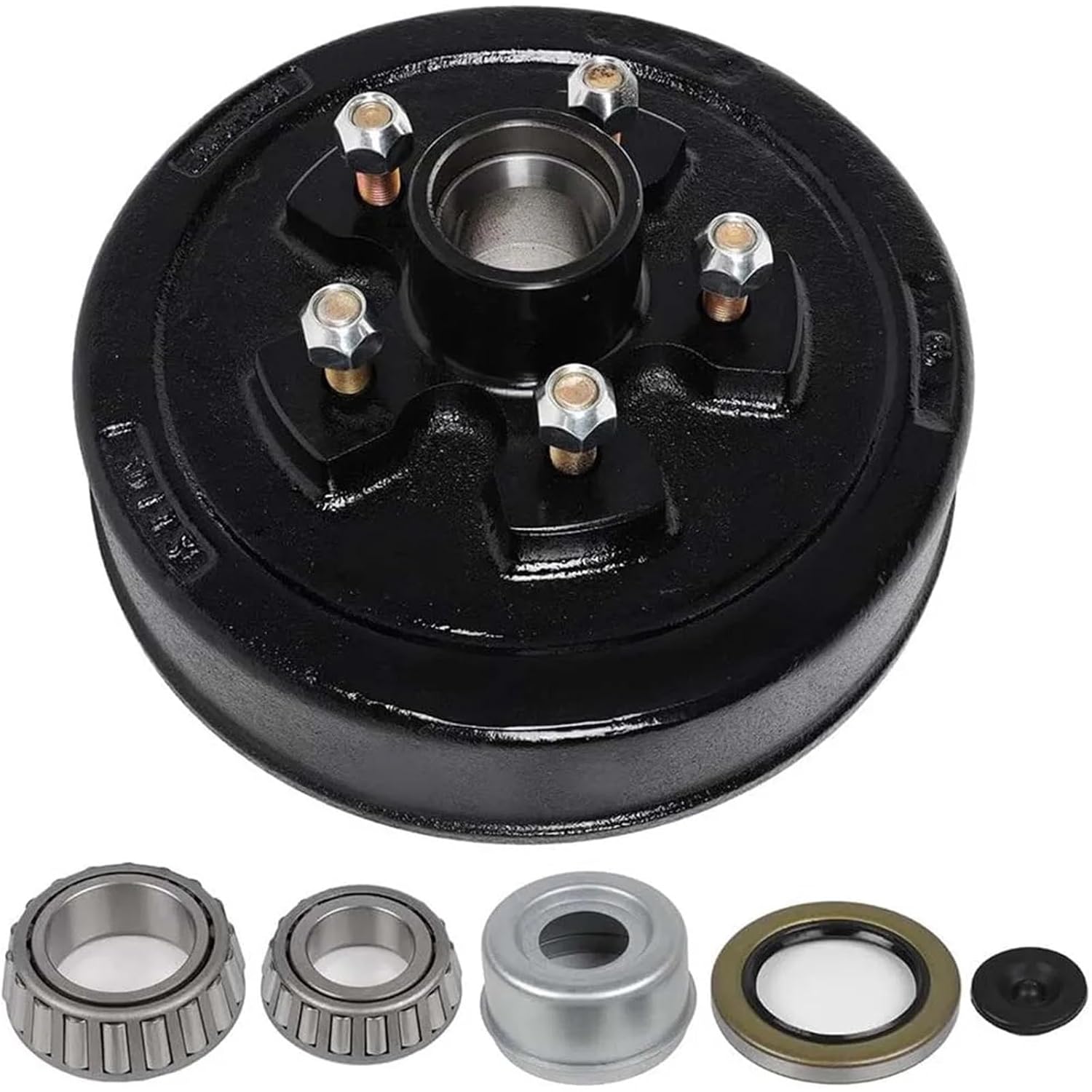 Trailer Hub 5 Lug - 4.5 Bolt Pattern with Brake Drum Boat Trailer Hub Kit Outer Cone Bearings L44649 Inner Cone Bearings