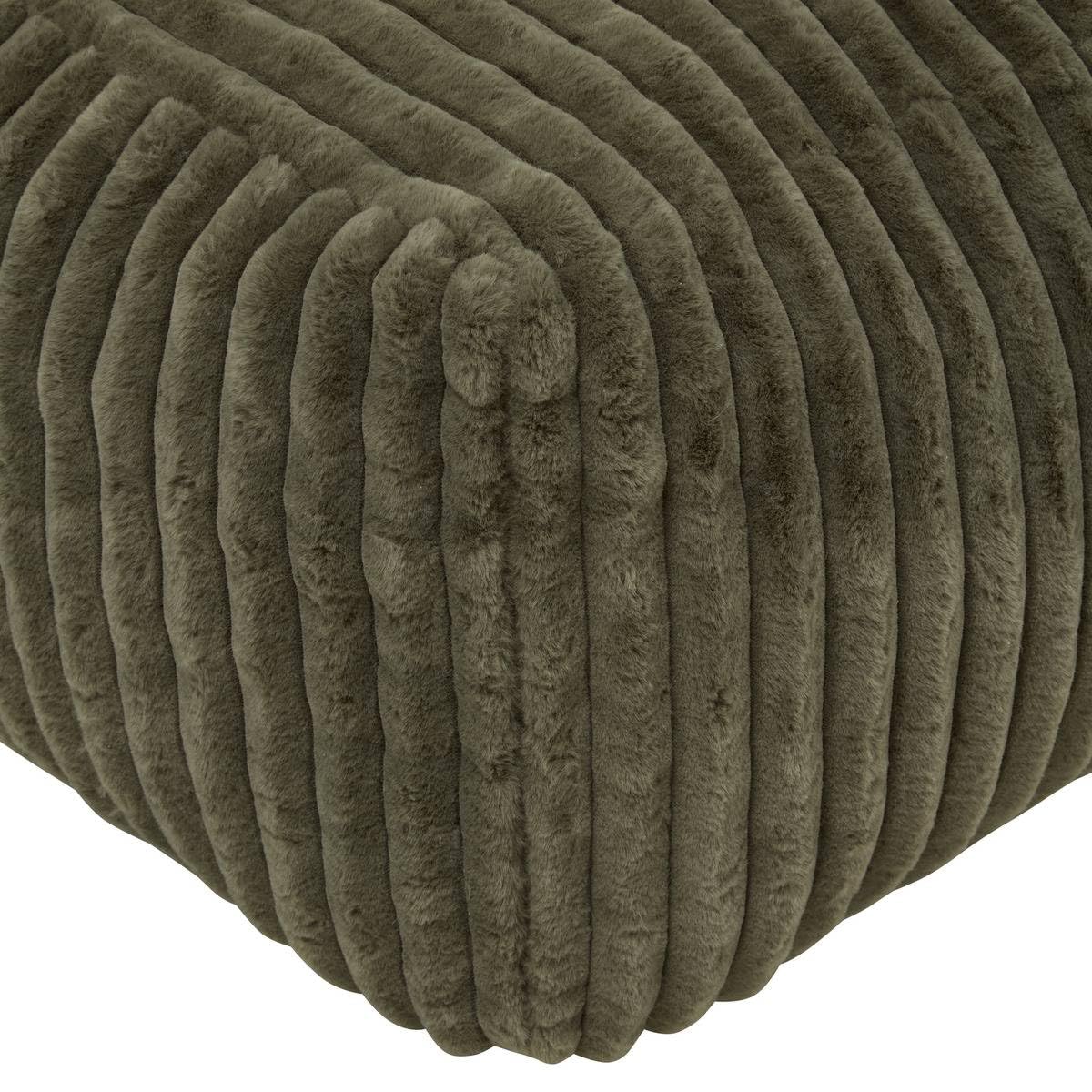 Atmosphera - Pouf muzi rectangulaire côtelé 61x78cm Vert