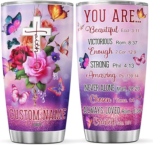 CUBICER Vaso de café personalizado con nombre personalizado, tazas de viaje, tazas cristianas para mamá, mujeres, tazas de acero inoxidable, vasos CUBICER Vaso de café personalizado con nombre personalizado, tazas de viaje, tazas cristianas para mamá, mujeres, tazas de acero inoxidable, vasos
