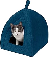 Vista 1 de Cama para mascotas Furhaven para gatos y perros pequeños - Tienda de campaña triangular tipo cueva de forro polar, plegable, para gatos, lavable