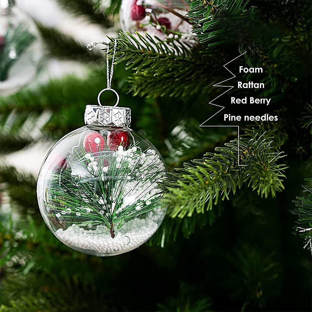 12 piezas 3 pulgadas bolas de Navidad transparentes adornos bolas de plástico inastillables transparentes colgantes decoración del árbol de Navidad
