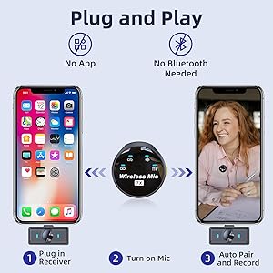 NPTCL Wireless Lavalier Microphone for iPhone 17 16 15 Android, Noise Canceling USB C Lapel Microphones Clip on Mic with Charging Case for Video Recording Vlogging TikTok