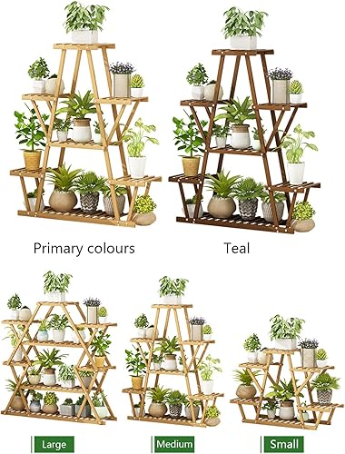 Miniatura 3 de NEOPIL Soporte de madera para plantas de interior y exterior, estante de madera de 6 niveles, soportes de flores de varios niveles, soporte de