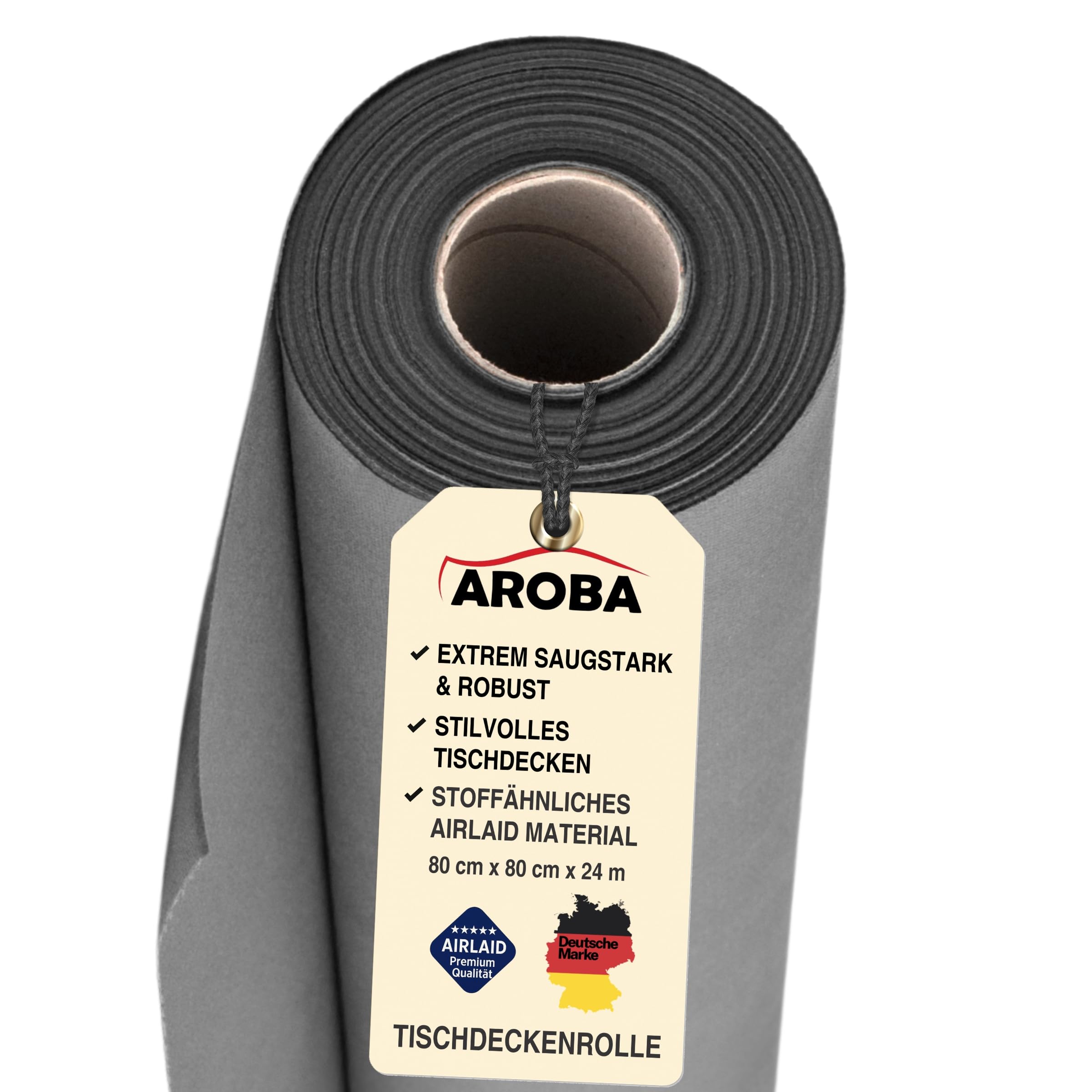 Airlaid Rollo de mantel (6 unidades 80 cm x 24 m perforación para facilitar el recorte 30 x 08 m x 08 m desechable por rollo similar a la tela para bodas catering hoteles calidad premium gris)