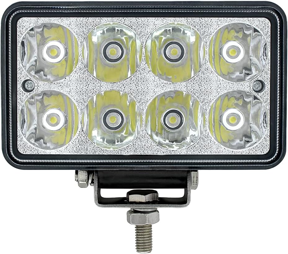 United Pacific 8 High Power LED Rectangular Work Light with Chrome Reflector, 36507