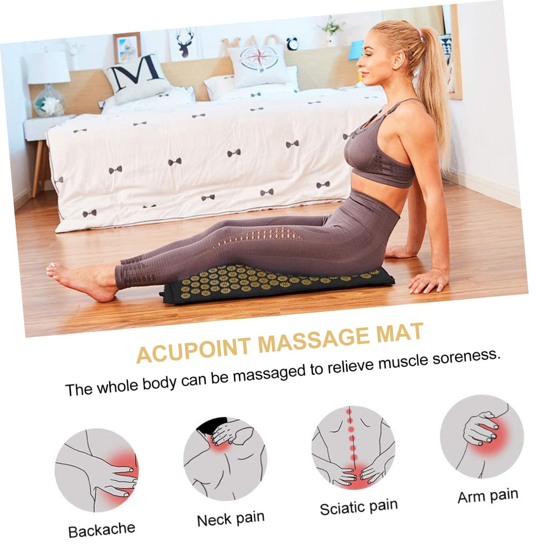 Gatuida Massagekissen und Massagematte für Entspannende Massage mit Tasche Waschbar 2 Stück Rutschfeste Yogamatte aus Baumwollstoff Zuhause