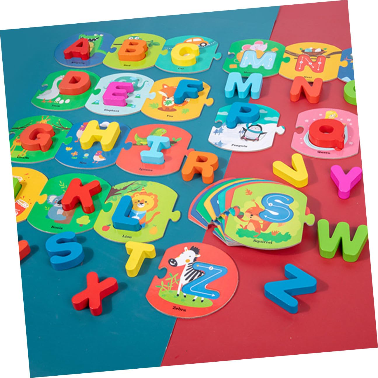 Educativo de Letras de Madera para Tarjetas de Palabras Inglés Rompecabezas Juguete Didáctico Seguro y Portátil para Aprendizaje Infantil