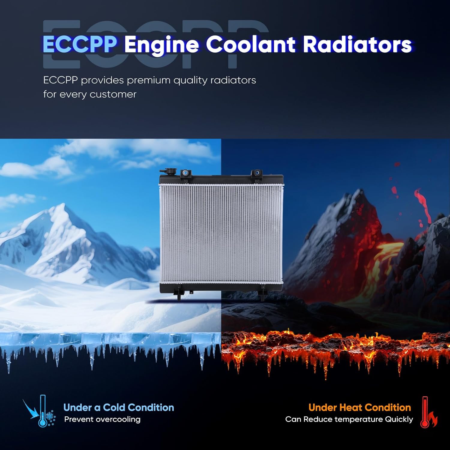 ECCPP 2883 Radiator for 2005-2011 Dodge Dakota 3.7L 2005-2010 for Dodge Dakota 4.7L 2006-2009 for Mitsubishi Raider 3.7L 2006-2007 Mitsubishi Raider 4.7L CU2883,55056506AE Aluminum Radiators