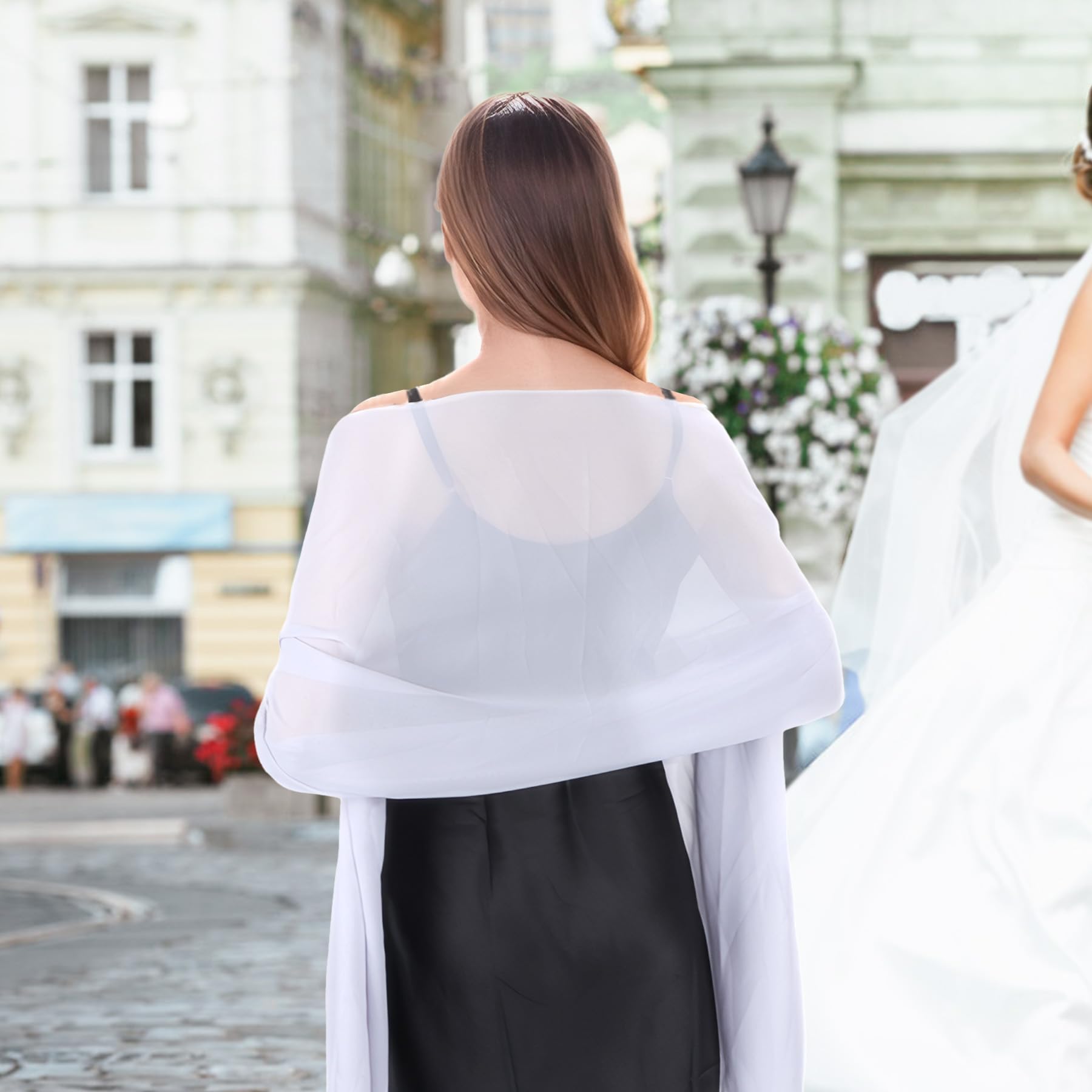 Pashmina Szale i Chusty - Szyfonowy Szal Ślubny Wieczorowy Szalik dla Kobiet