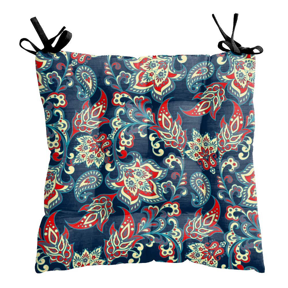 MUKESH HANDICRAFTS Flower Printed Square Chair Pads/Seat Cushions with Ties, Large Size for Sitting,Pooja, Dining Table,Indoor & Outdoor (16x16 Inches), One Pcs-image-22