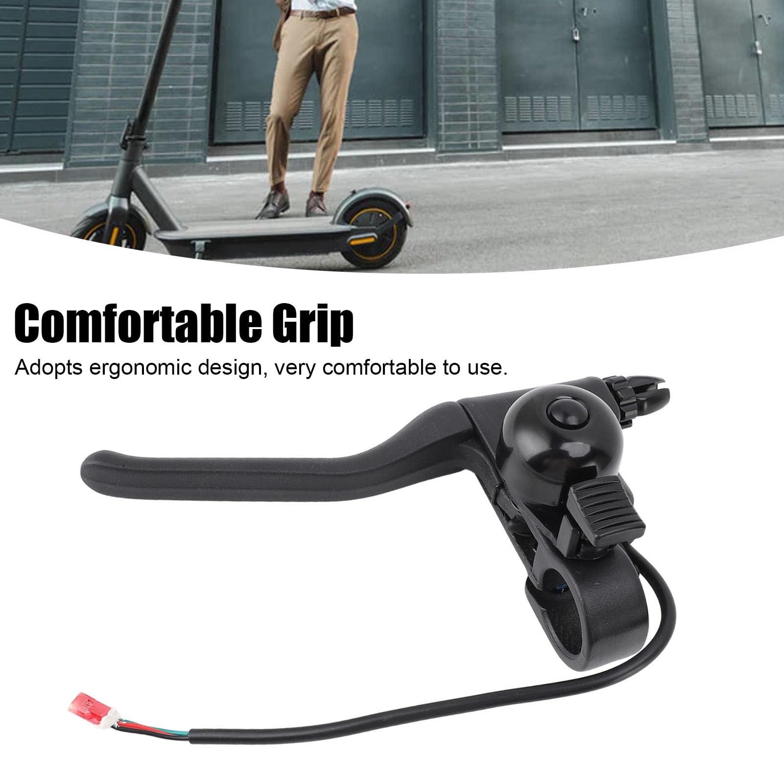 Keenso Maniglia del Freno per Scooter Elettrico, Leva del Freno Ergonomica Antiscivolo in Nylon con Campanello, Sostituzione Fai-da-te