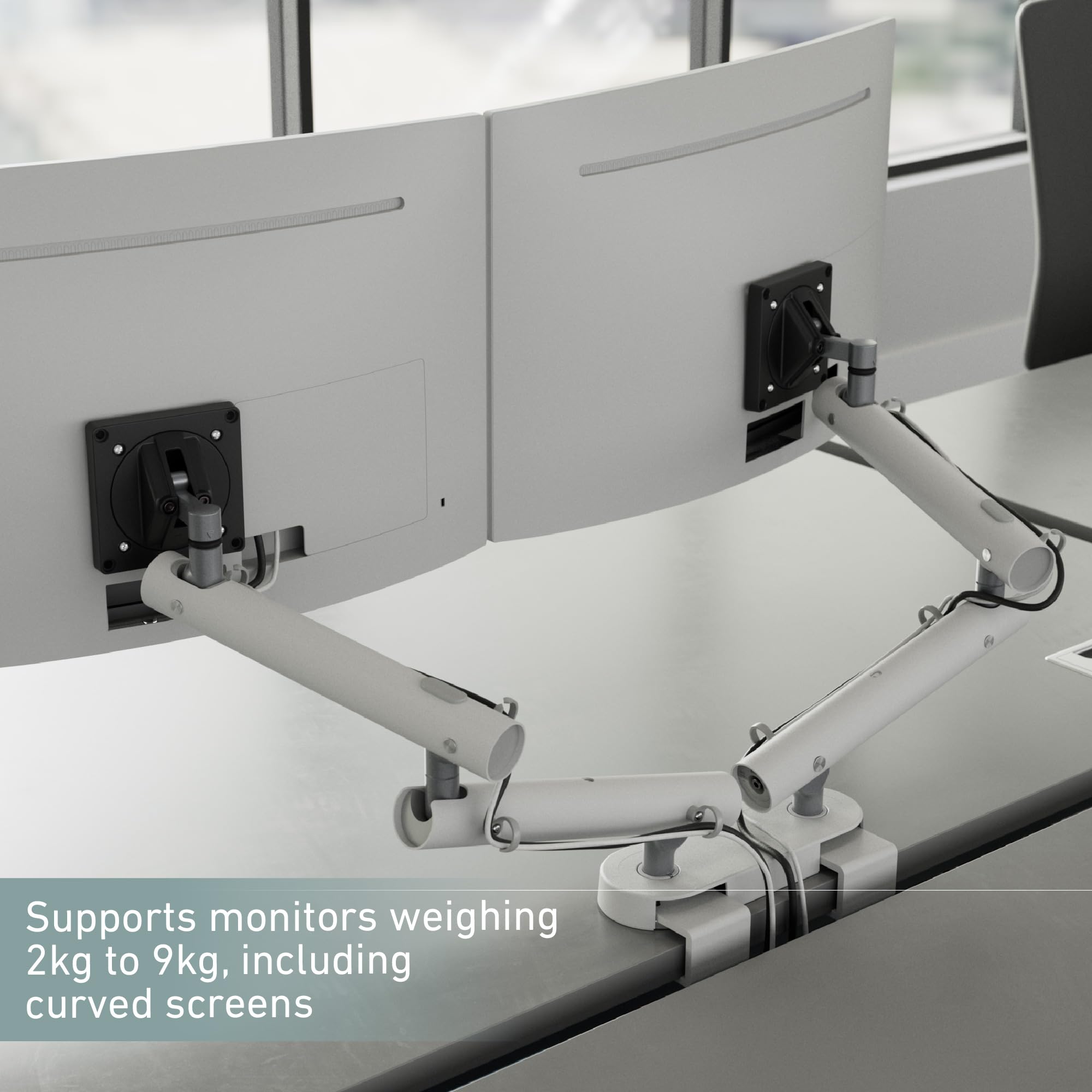 MIRO Supporto da scrivania per doppio monitor, compatibile con VESA, con morsetto a C, bracci regolabili a molla a gas, gestione dei cavi, adatto per schermi da 17 a 32 pollici, supporta 2-9 kg