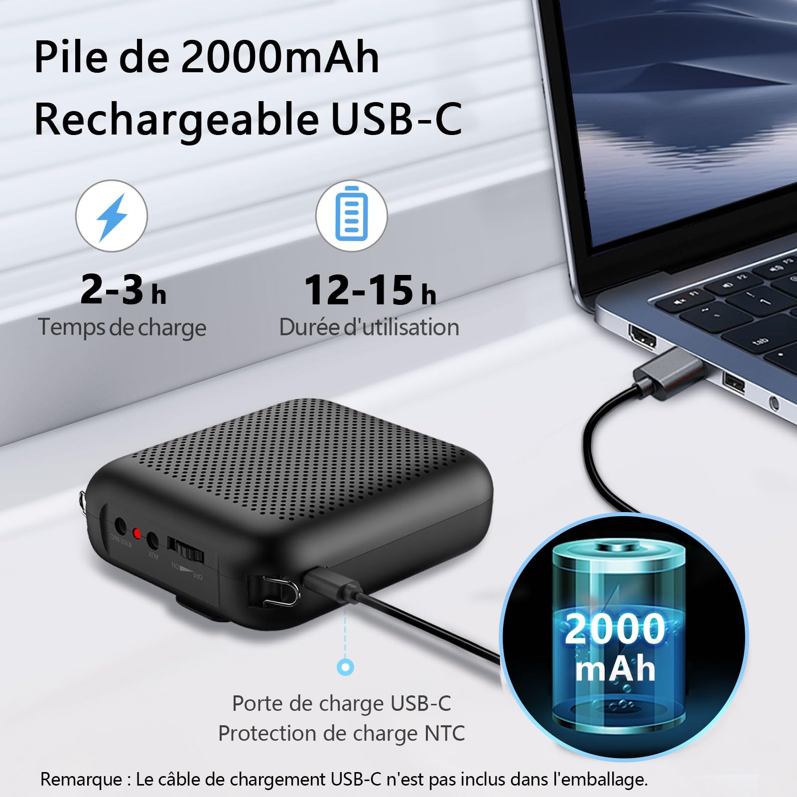 Norwii Amplificateur Vocal, Amplificateurs de Puissance, Casque Micro Filaire Portable pour Enseignants, Cours en Classe et en Plein Air, Enseignement, Guides Touristiques, Charge USB-C