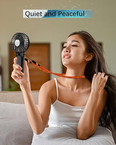 Miniatura 5 de Mini ventilador portátil de mano, dispositivo personal pequeño de enfriamiento de 6 a 15 horas, ventilador de escritorio plegable 180 con 4