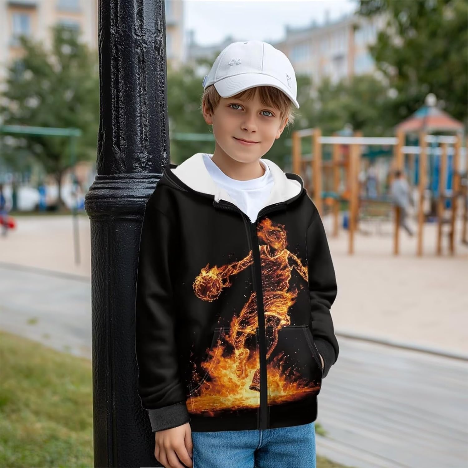 Cool Zip Up Hoodies for Boys Fleece Hooded Sweatshirt with Pockets Fall Winter Clothes Size 5-14 Years