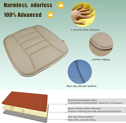 Miniatura 3 de Cojín de asiento de automóvil para asiento de conductor de automóvil, silla de oficina, uso doméstico, cojín de asiento de espuma viscoelástica,