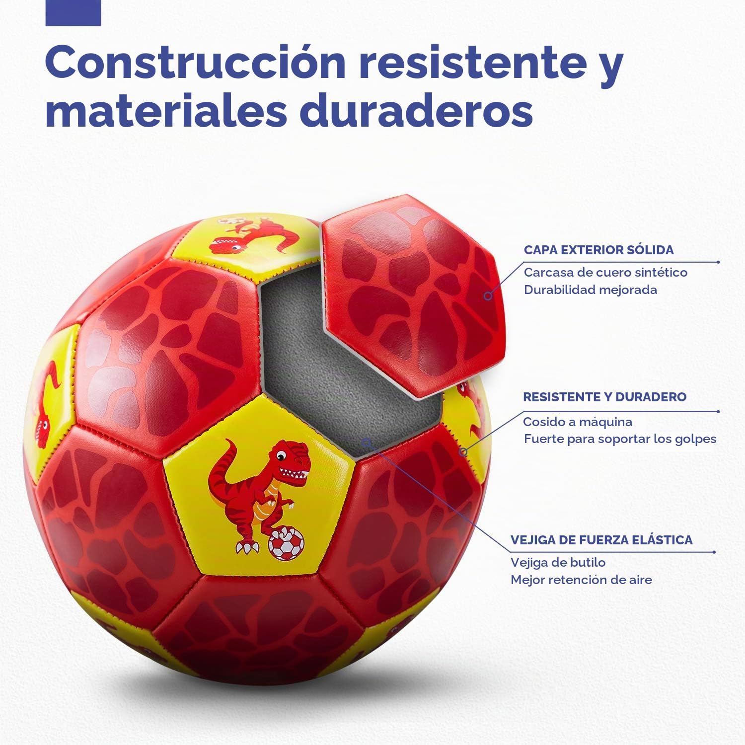 hahaland Balon Futbol Talla 3 para Niños, Pelota Futbol Dinosaurio | Balon de Futbol de Ocio con Inflado y Bolsa de Malla, Juguetes al Aire Libre para niños 3+ Años