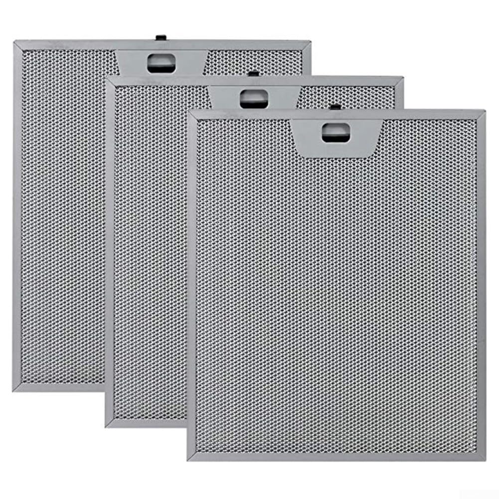 Filtro de grasa de aluminio para campana extractora, paquete de 3 unidades, 300 x 250 mm, pantalla de filtro plateado, malla de metal, 300 x 250 x 9 mm, sin clips inferiores de repuesto