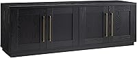 Henn&Hart Tillman Rectangular TV Stand for 80" TVs in Black Grain - Modern Storage with Cabinets & Adjustable Shelves