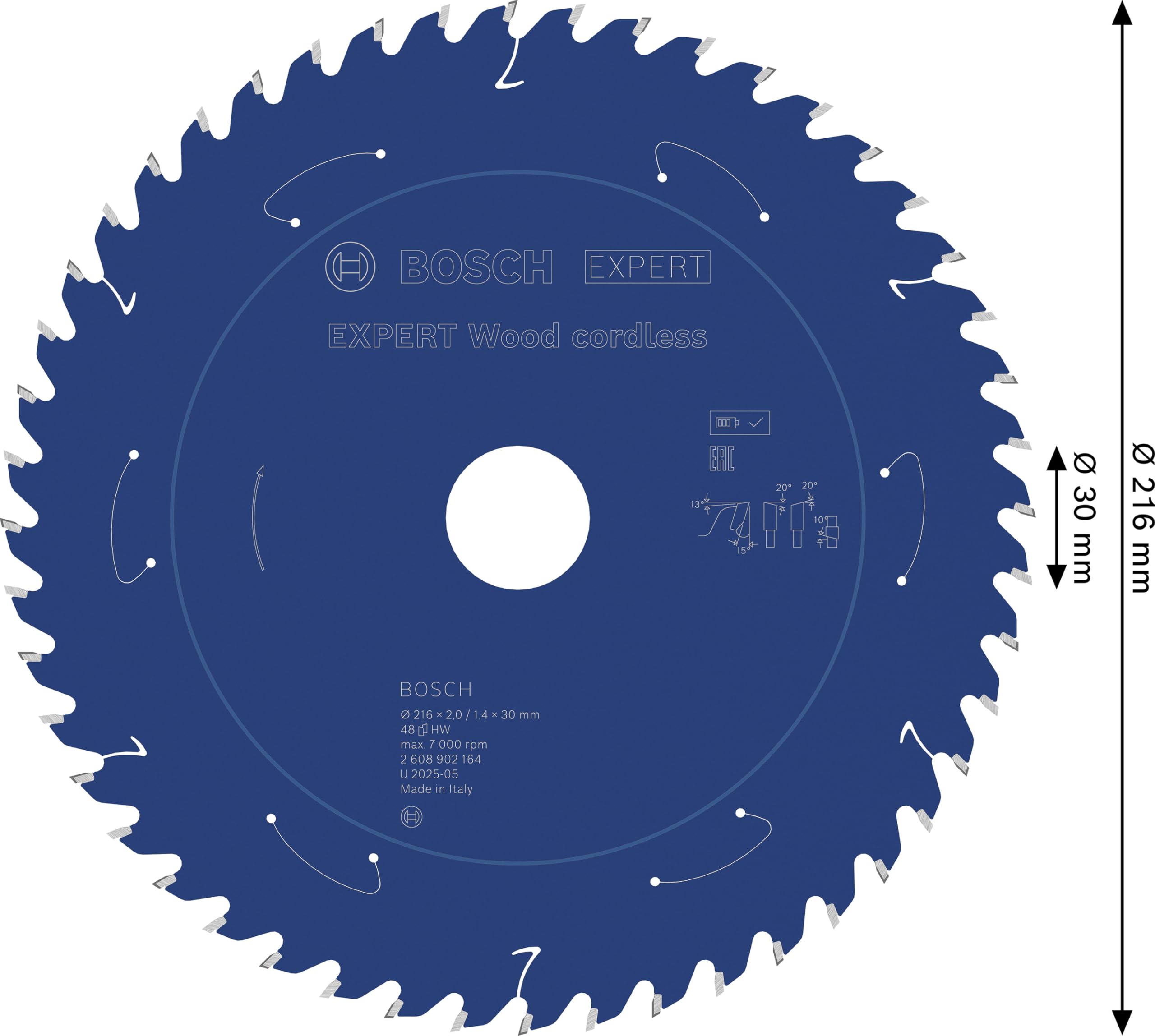 Bosch 1x Tarcza pilarska EXPERT Wood cordless (do Miękkie drewno, Ø mm, Professional Akcesoria Bezprzewodowa stołowa pilarka tarczowa)