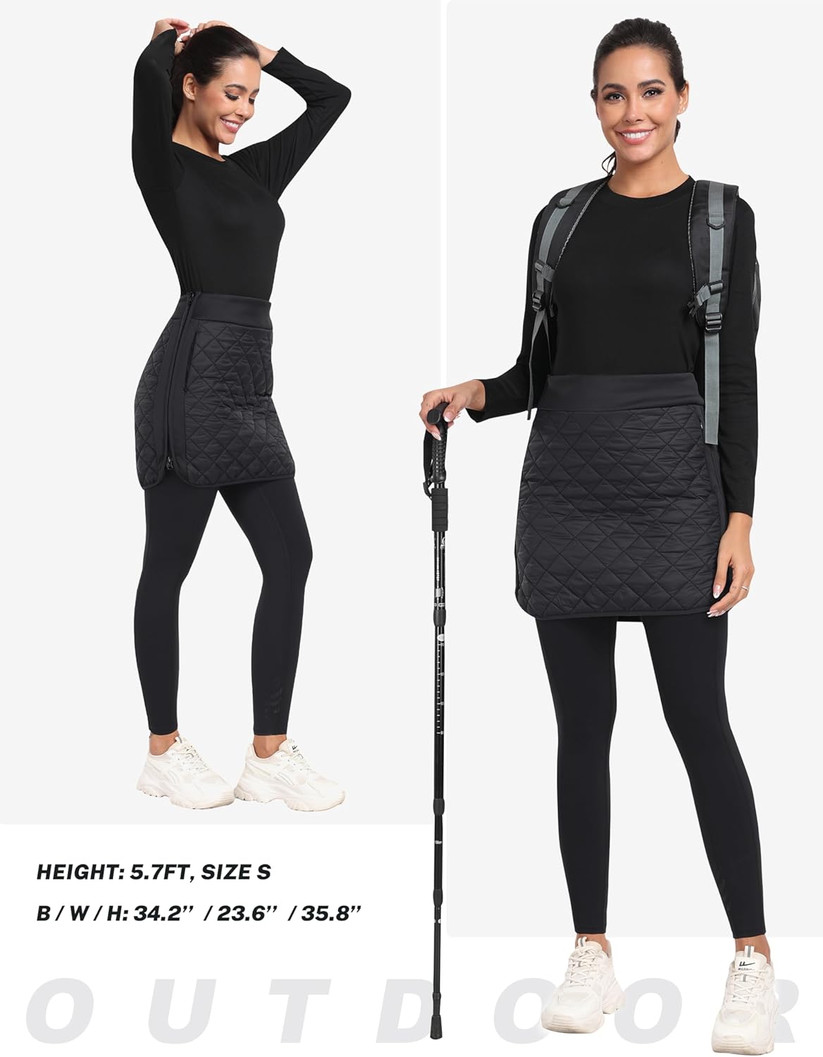 MoFiz Women's Quilted Puffer Skirt Insulated Warm Winter Skirt with Full Zipper Snow Skirts for Hiking Running Golf Outdoor - Image 6