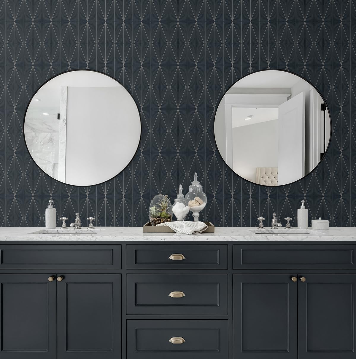 NextWall Geo Diamond Peel and Stick Wallpaper (Blue Denim & Pewter)