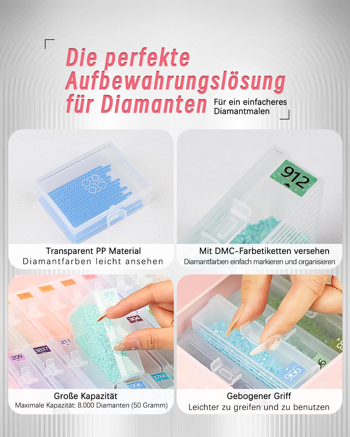 45 Stück Diamond Painting Aufbewahrungsbox Schiffchen mit Deckel, Diamond Painting Zubehör Boxen für Diamond Painting Steine, 2-in-1 Diamond Painting Schiffchen und 5D Diamant Painting Set, Box-Paket