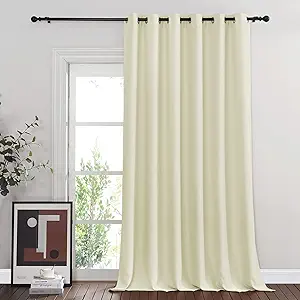 NICETOWN Blackout Sliding Glass Door Curtain, Thermal Insulated Grommet Room Darkening Window Treatment Sound Dampening for Bedroom/Living Room, Beige, W80 x L90, 1 Panel