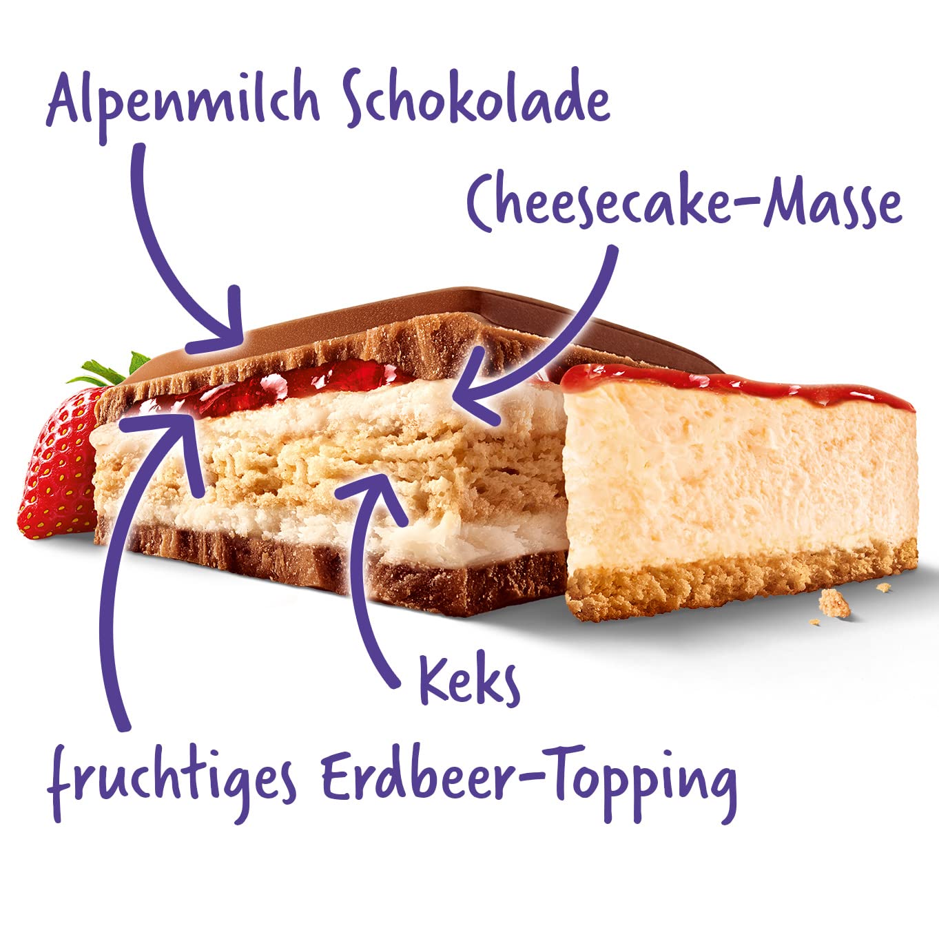 Milka Strawberry Cheesecake 12 x 300 g – Schokoladentafel aus Alpenmilch mit Erdbeer-Käsekuchen-Füllung und Keks