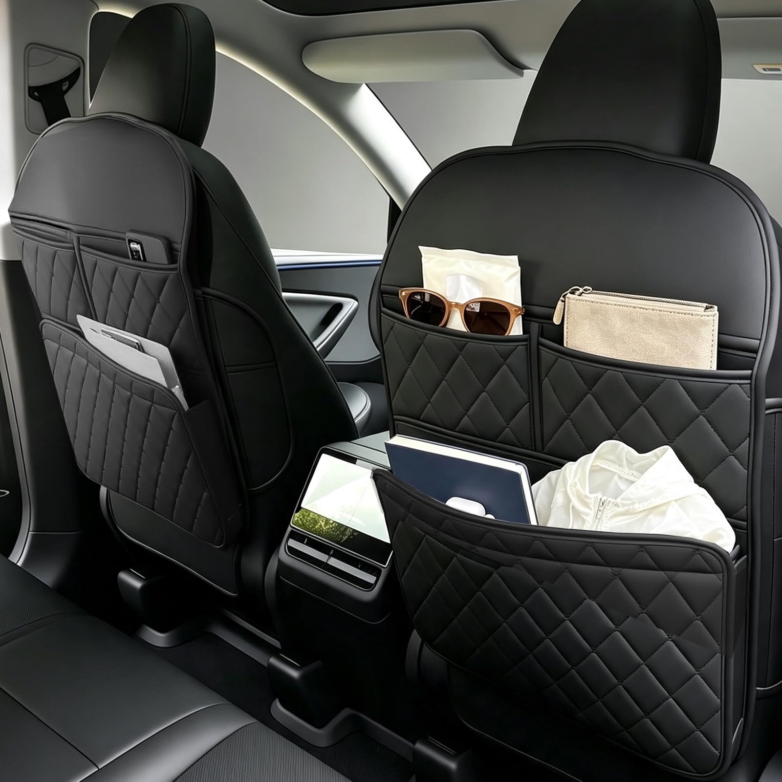 Paquete de 2 protectores negros para respaldo de asiento con