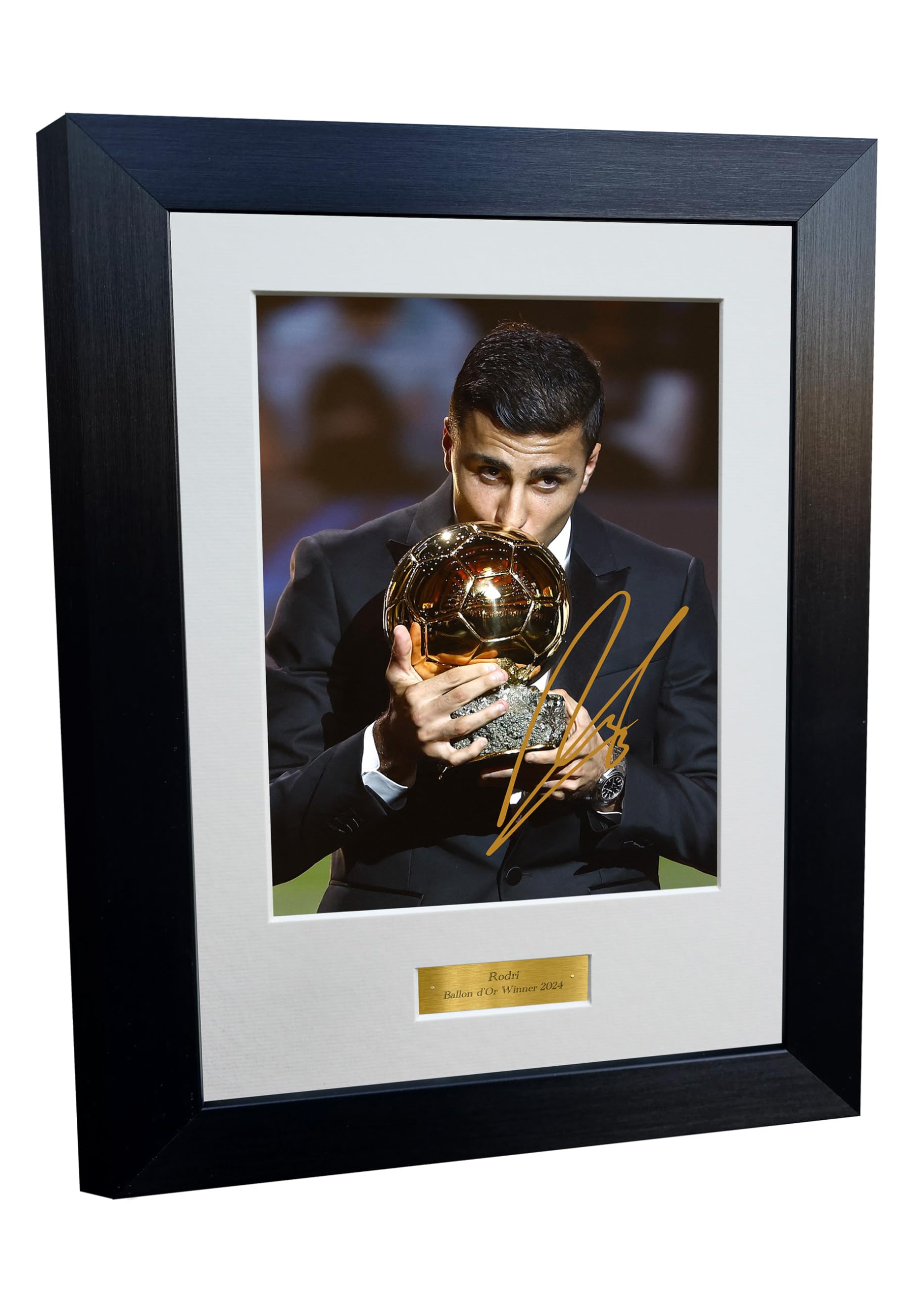 Kitbags & Lockers Black 12X8 A4 Signed Rodri Tribute Ballon D'or Winner 2024 Manchester City Spain Autographed Photo Photograph Picture Frame Football Soccer Poster Gift Portrait