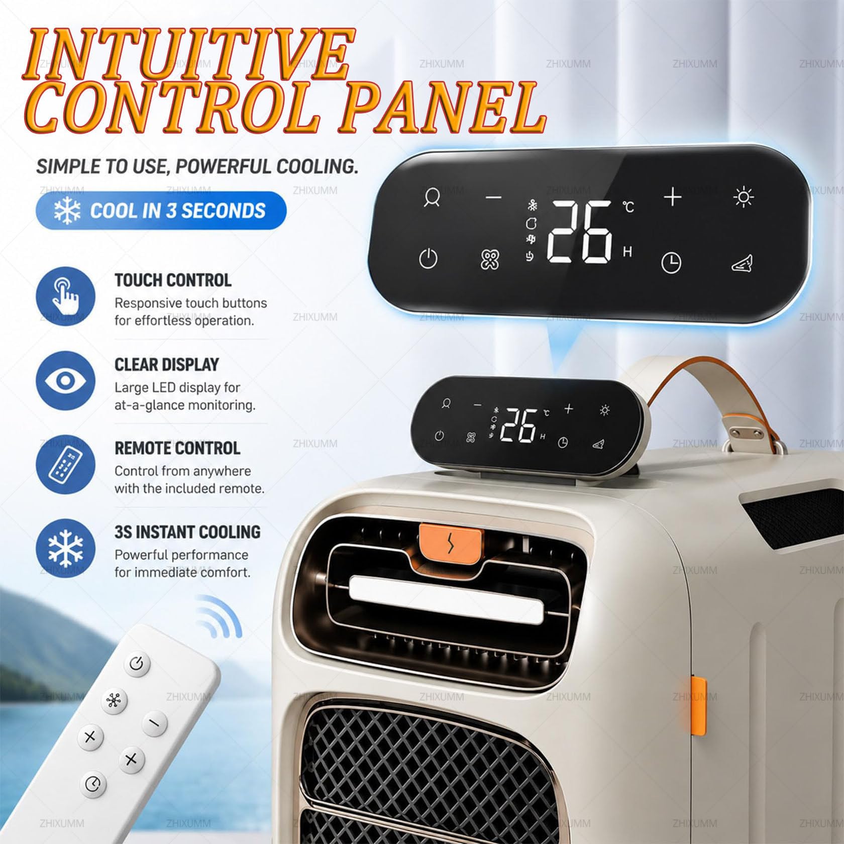 Condizionatore Portatile, Climatizzatore Mobile Per Piccoli Spazi (8–10 M²) | Condizionatore Da Campeggio Da 4700 Btu/800 W Con Modulo Di Riscaldamento Opzionale Da 800 W, Flusso D'Aria (45 Db)