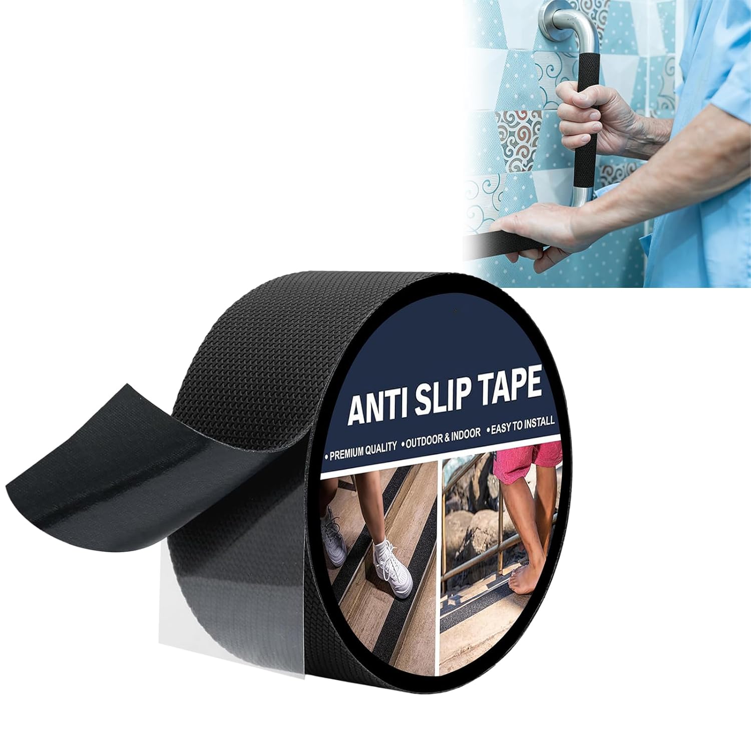 FARYODI Rubber Grip Tape, 5 cm x 5 m, Non-Slip Adhesive Strips with Self-Adhesive Function, Waterproof Non-Slip Tape with Textured Adhesive for DIY Tools & Gadgets