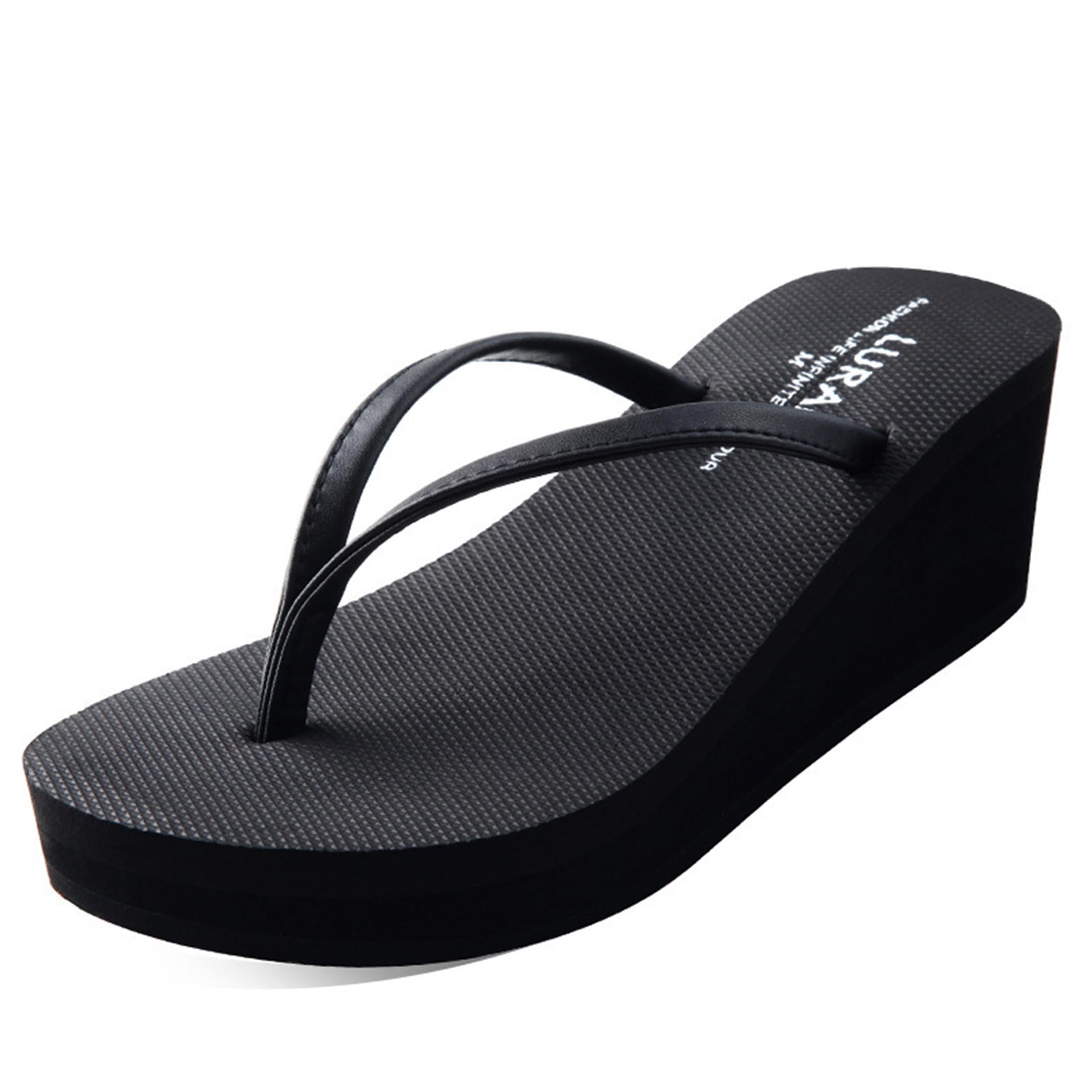 New front Chanclas de Cuña para Mujer Chanclas Altas Negras Chanclas Mujer Elegantes Chanclas Mujer Playa Moda Tacón Inclinado Caucho Confort Verano Arena Playa Vacaciones Piscinas