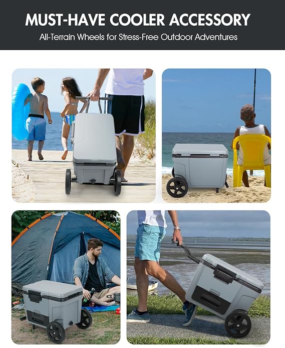 Replacement Wheels for Ninja FrostVault 45QT/65QT Wheeled Cooler - 10 Inch Large All-Terrain Cooler Accessories - Prevents Sinking on Sand, Mud, Grass for Camping & Beach (Wheel Kit Only)