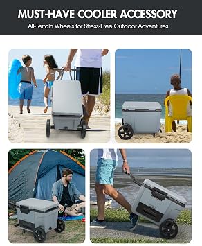 Replacement Wheels for Ninja FrostVault 45QT/65QT Wheeled Cooler - 10 Inch Large All-Terrain Cooler Accessories - Prevents Sinking on Sand, Mud, Grass for Camping & Beach (Wheel Kit Only)