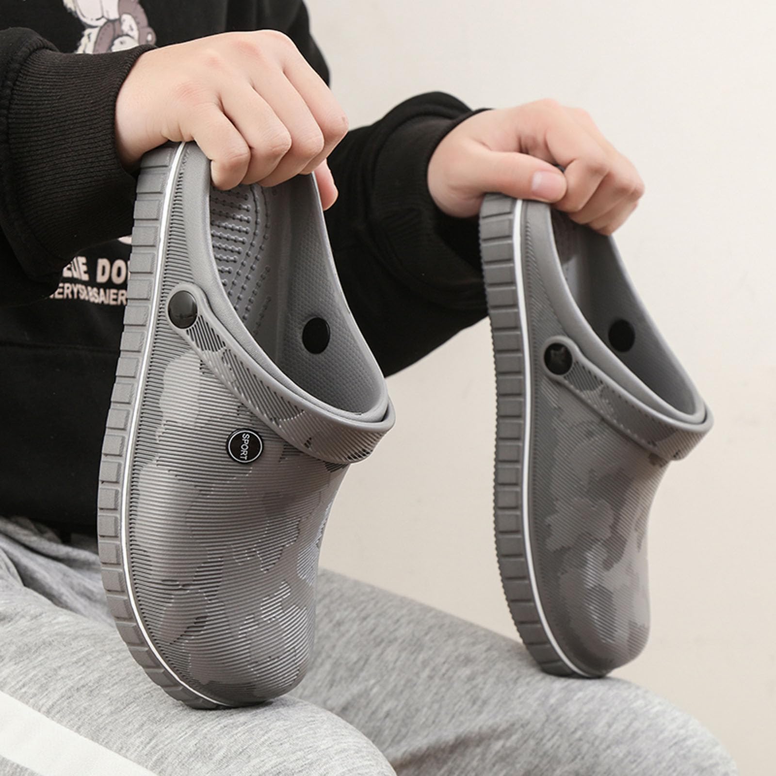 SECHRITE Męskie chodaki ogrodowe, chodaki, gumowe, męskie, buty robocze, pantofle, lekkie gumowe buty do kuchni, szpitala