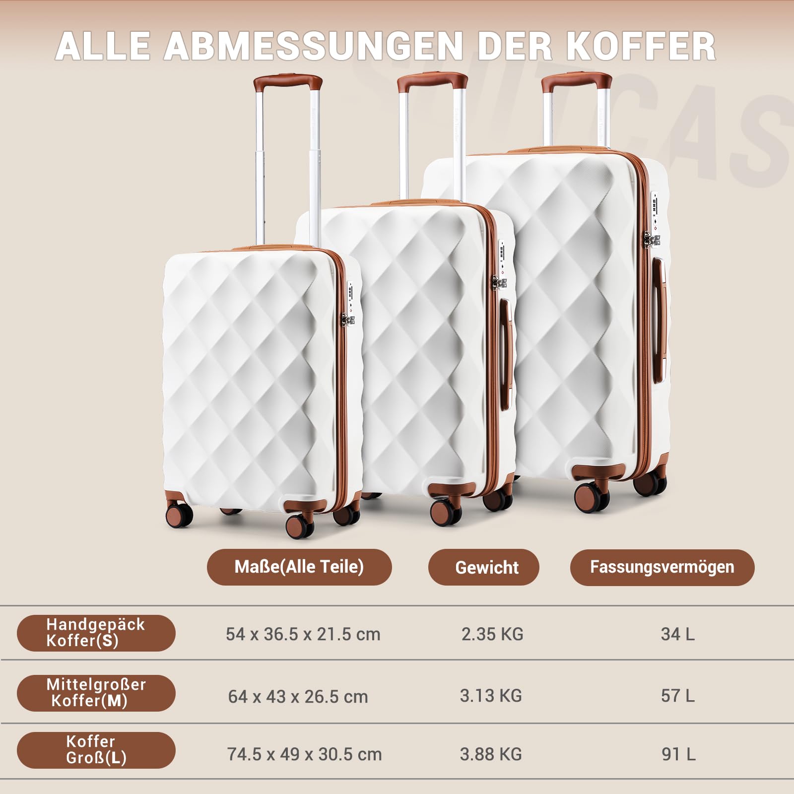 British Traveller Groß Koffer 74.5x49x30.5cm Leichter Reisekoffer aus ABS+PC mit TSA-Schloss, 4 Rollen Koffer Trolley