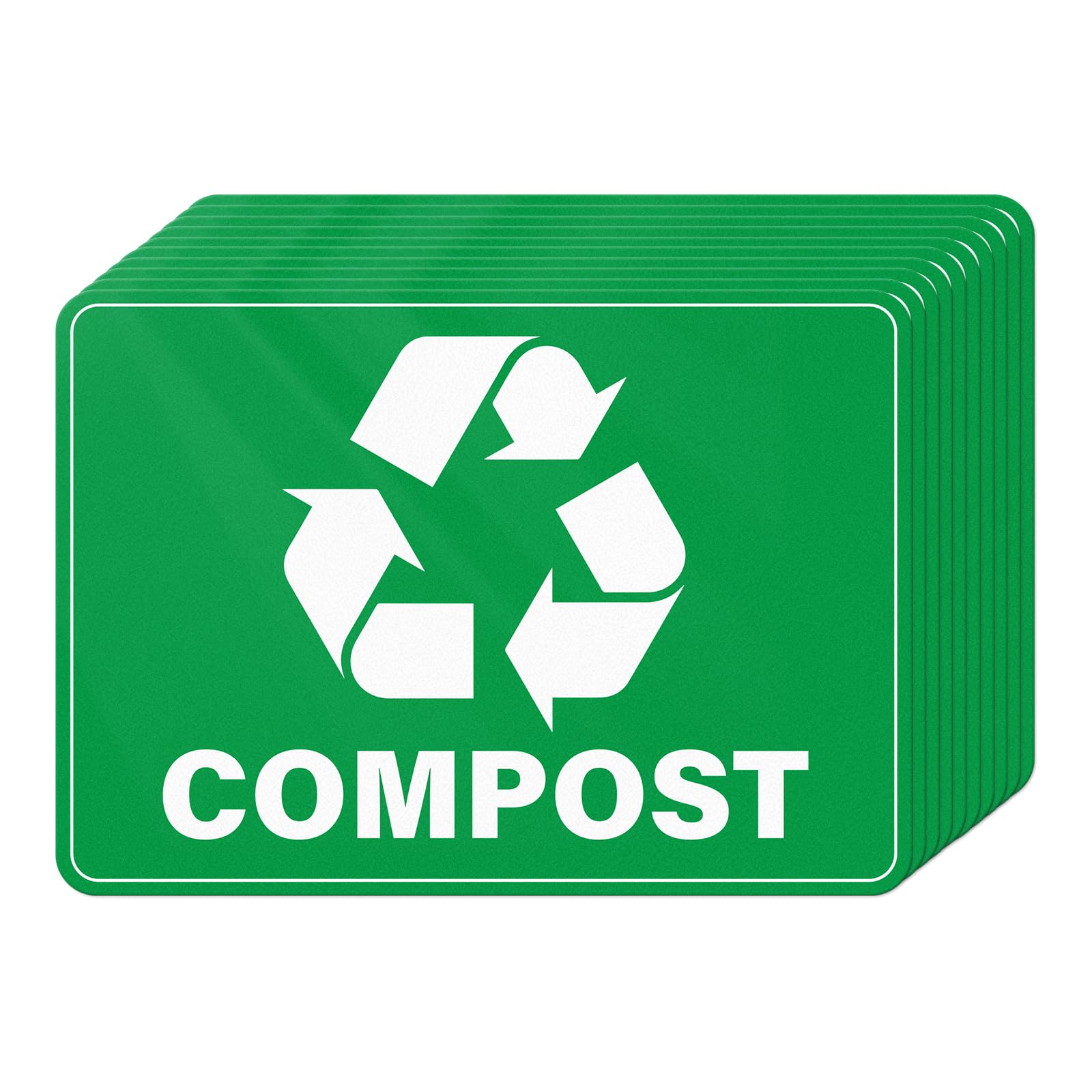 YIKIADA 10 Pack Compost Stickers 10 × 7 Inches Vinyl Weatherproof Self Adhesive Recycle Sign for Trash Cans Yard Waste Bins Home Business