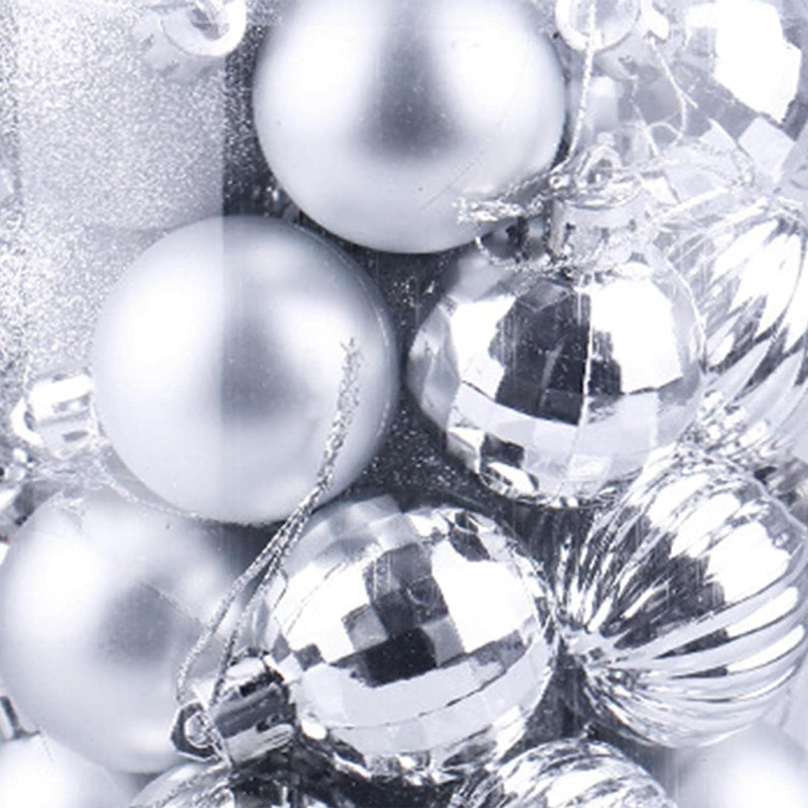 Lot de 34 Boules de Noël argentées for décoration de Noël, fête, Mariage