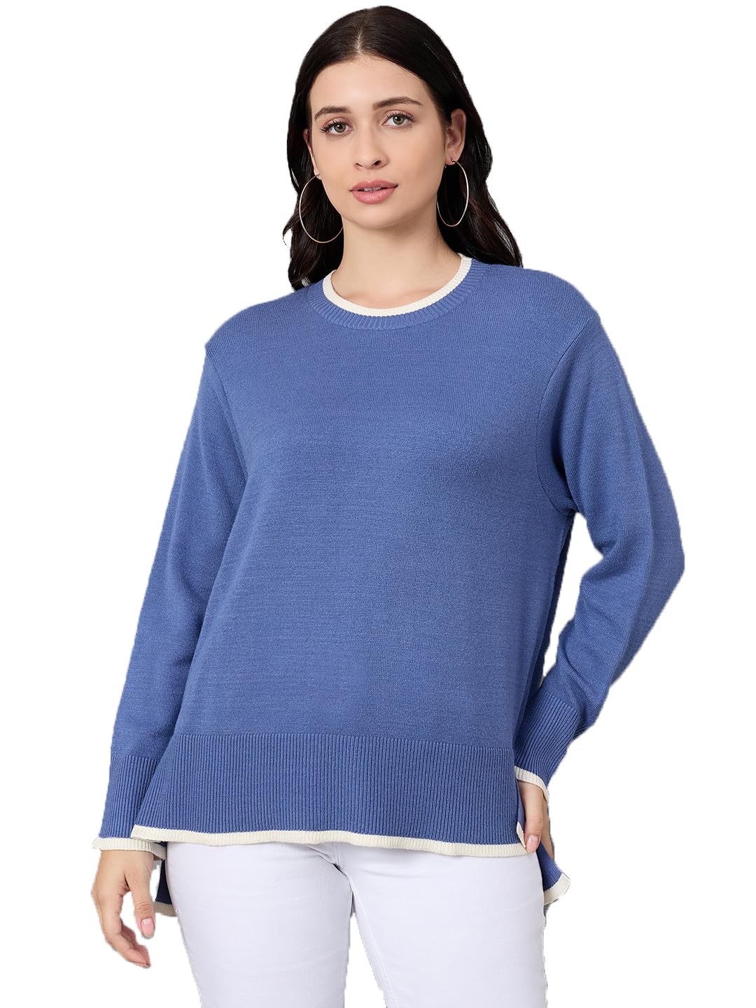club york Women’s Black Round Neck Sweater | Wool Blend Winter Pullover | Casual Long Sleeve Knitwear_CYCW696_S-picture-44