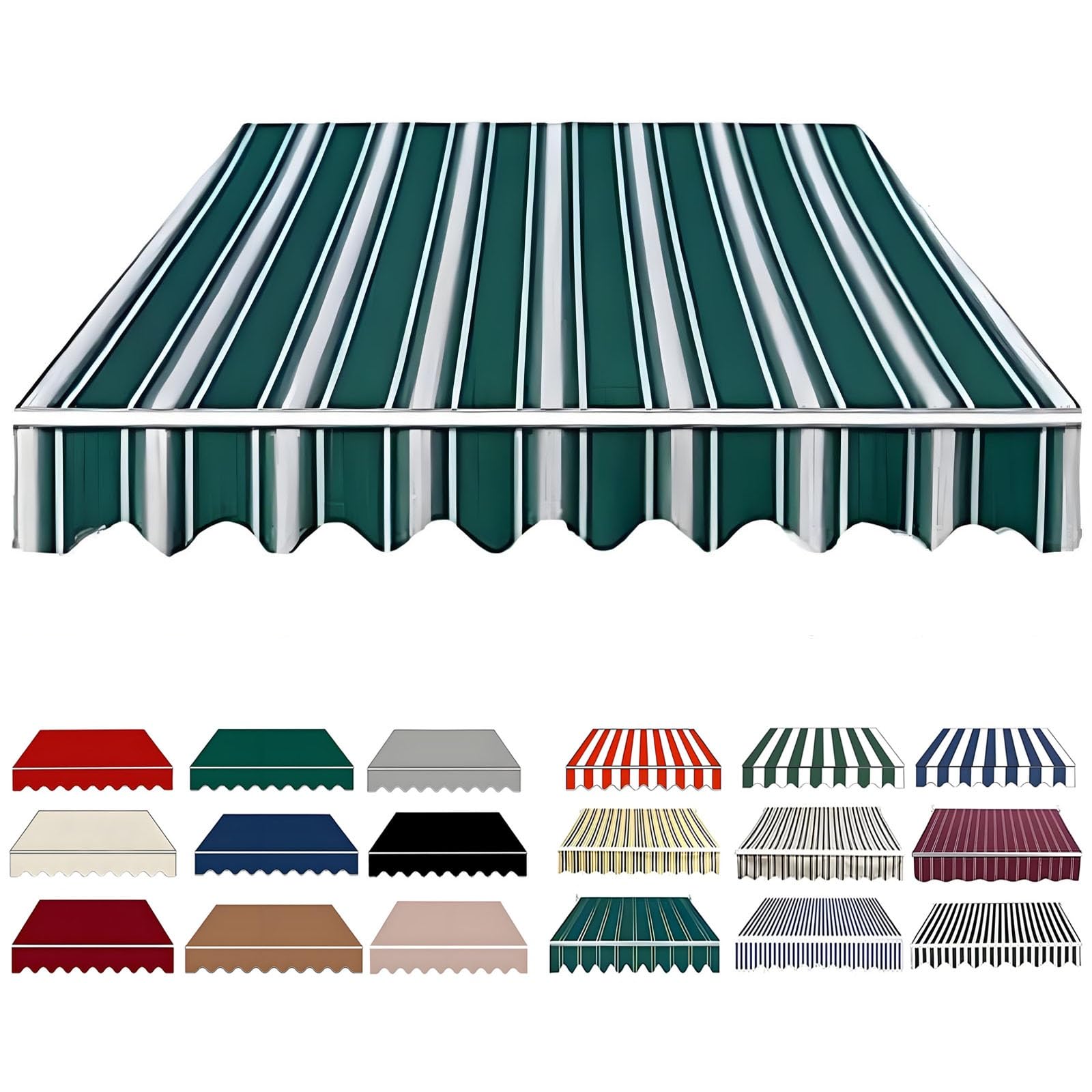 Toile de Remplacement pour Store Banne Rétractable, Tissu en Polyester Imperméable pour Terrasse Jardin - Auvent de Rechange Protection Solaire pour Extérieur Balcon(Green Gray,8x6.5ft/250x200cm)