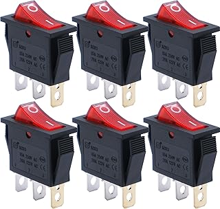 mxuteuk 6pcs AC110V/120V Rocker Switch Red Light Illuminated Snap-in Toggle Switch Power SPST ON-Off Switch 3 Pin, Use for Household Appliances Industrial Equipment MXU3-101NR