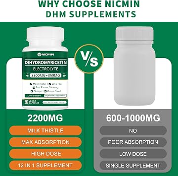 DHM Supplements DHM 2200MG - High Potency Dihydromyricetin Capsules for Liver Support & Detoxification, Vegan & Non-GMO 60 Capsules