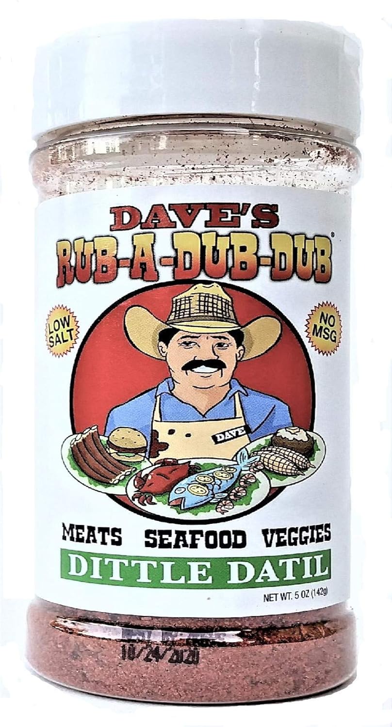 Dave's Rub a Dub Dub Dittle Datil Seasoning Dry Rub BBQ Low Sodium Spice Blend for Meats Seafood Veggies 5 OZ Shaker Bottle 6 Pack