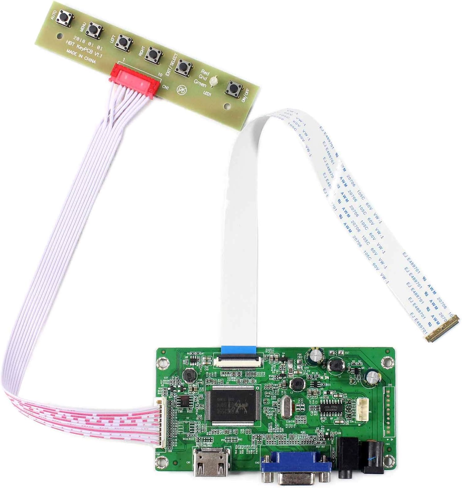 VSDISPLAY VGA LCD Controller Board Work for 1920x1080 LP156WF4 SP L1 N116HSE EA1 EJ1 N133HSE EA1 EA3 B140HAN01.0 B156HAN01.1 N173HCE E31 B140HAN01.1 B156HAN01.2 EDP 30 Pin Wled LCD Screen